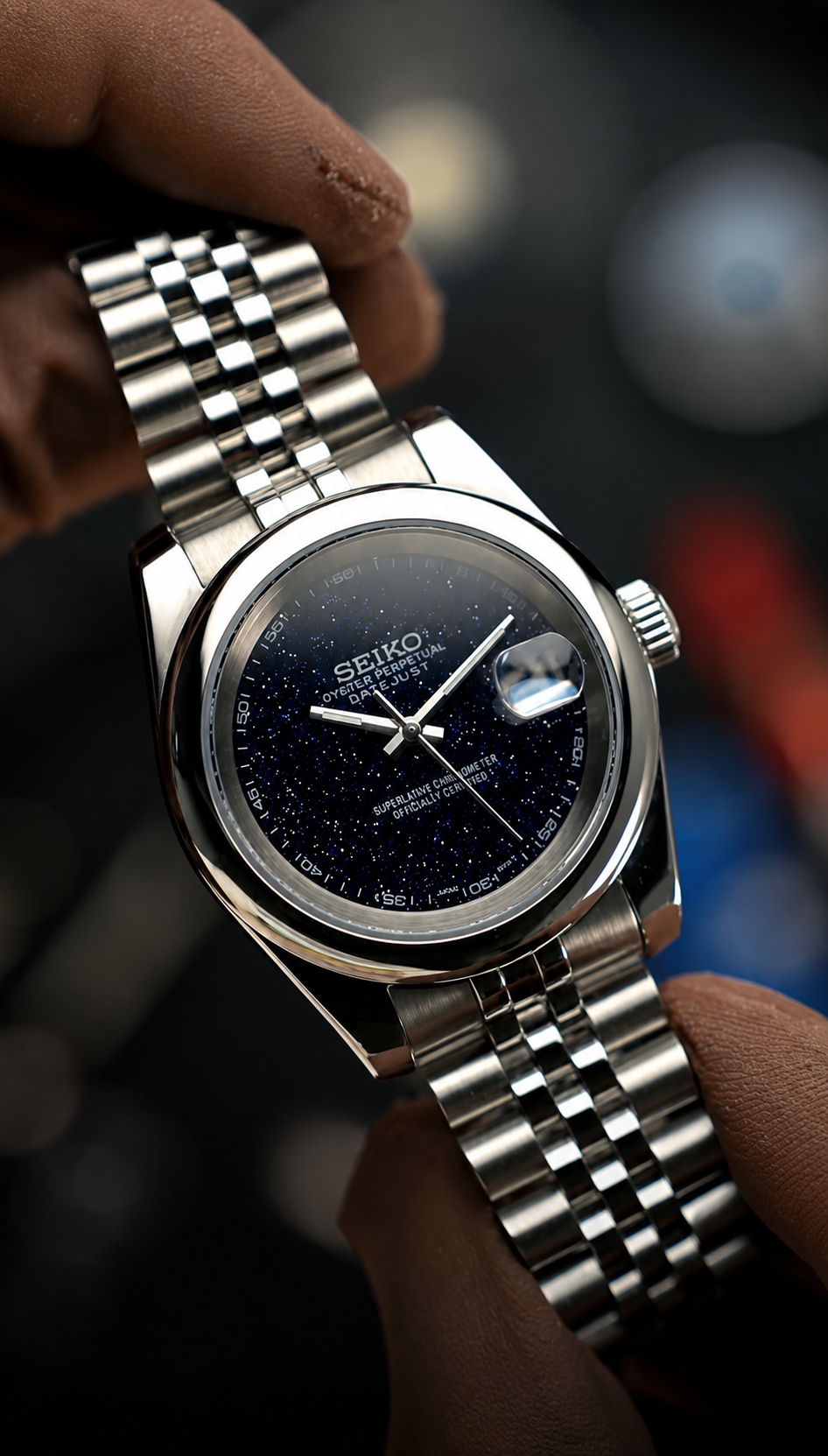Seiko Mod Datejust "Noir galaxie"