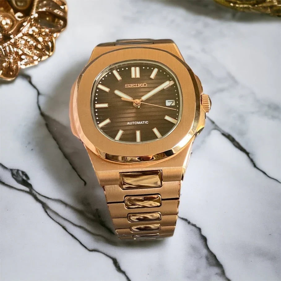 Seiko Mod Nautilus "Or rose chocolat"