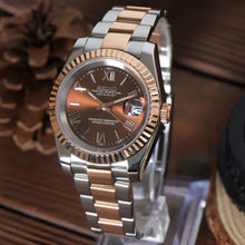 Seiko Mod Datejust "Bicolore or rose chocolat, chiffres romains"