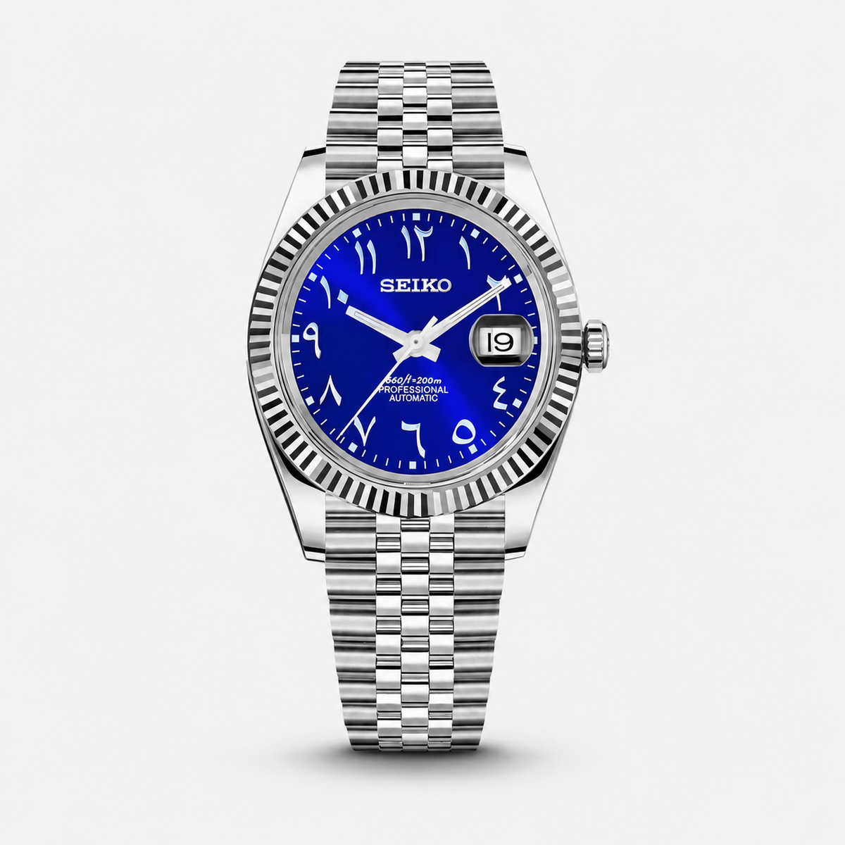Seiko Mod Datejust "Bleu, chiffres arabes"
