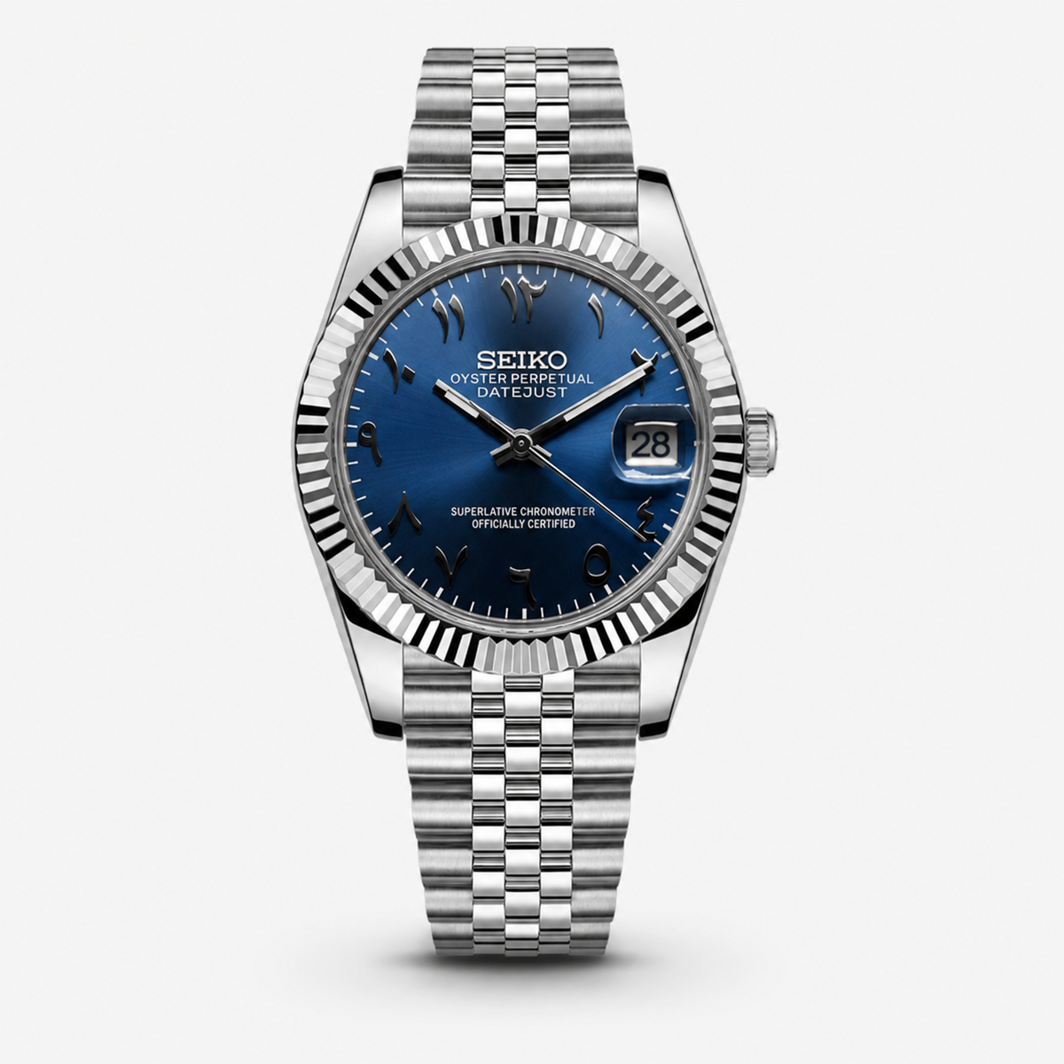 Seiko Mod Datejust "Bleu marine, chiffres arabes"