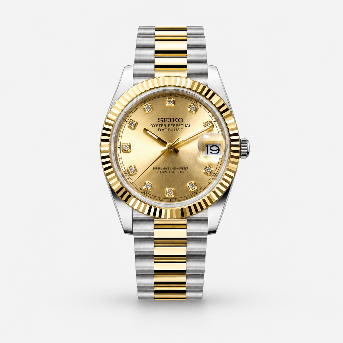 Seiko Mod Diamond Datejust "Bicolore or serti"