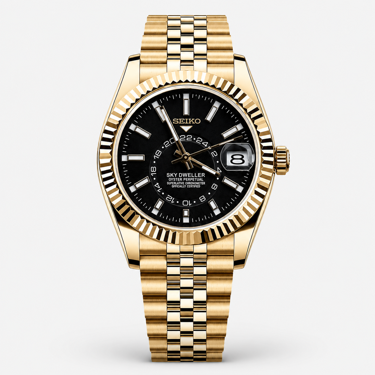 Seiko Mod Sky-Dweller "Cadran noir, finition or"