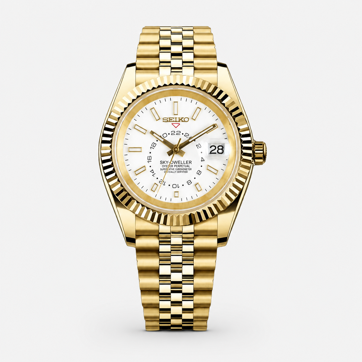 Seiko Mod Sky-Dweller "Cadran blanc, finition or"