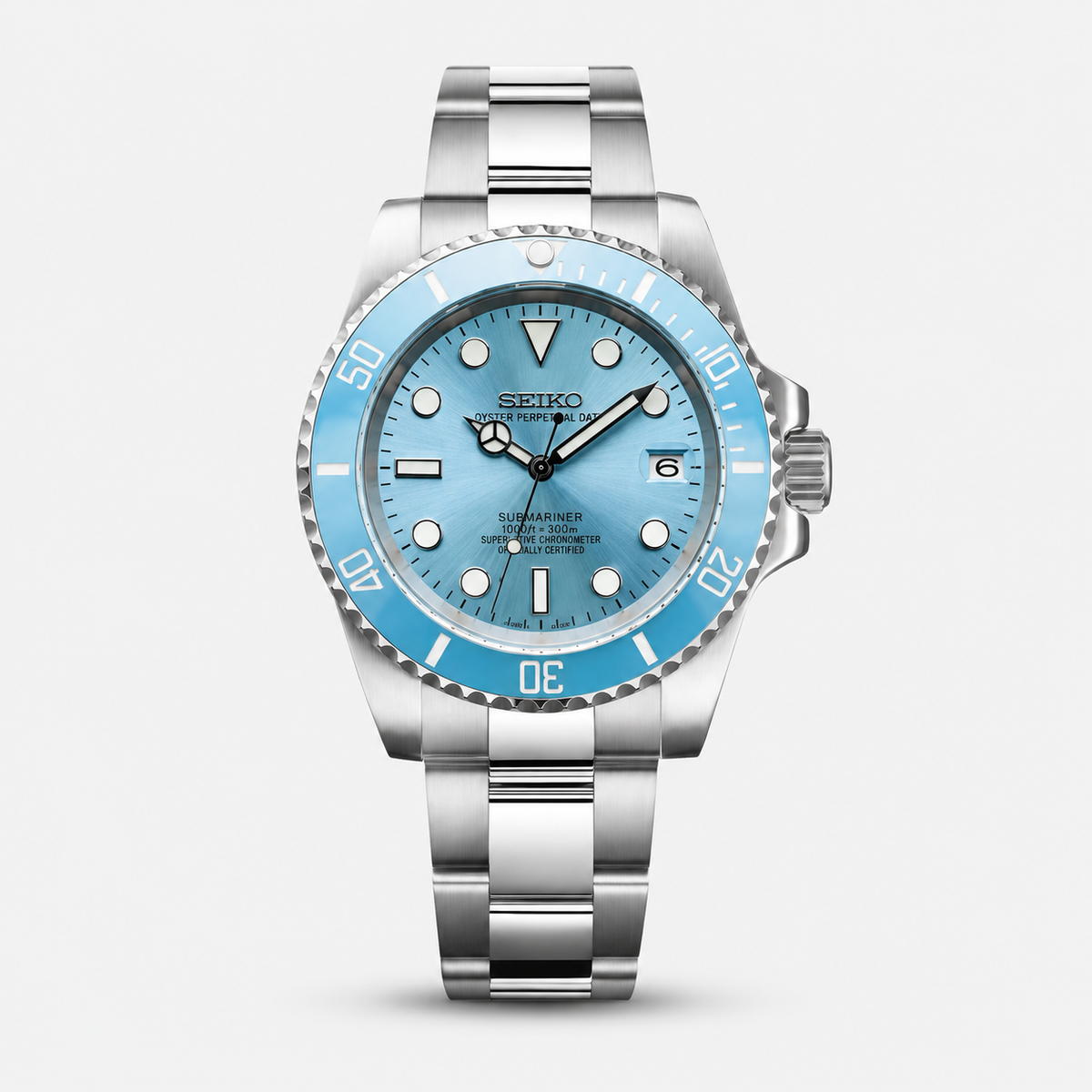 Seiko Mod Submariner "Bleu pastel"