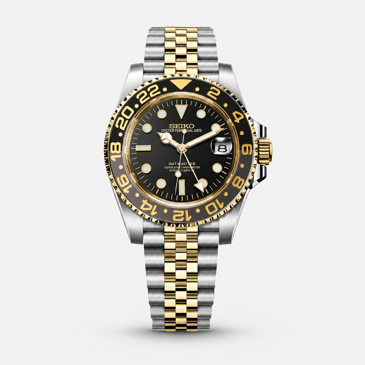 Seiko Mod GMT MASTER II "Bicolore or/noir"