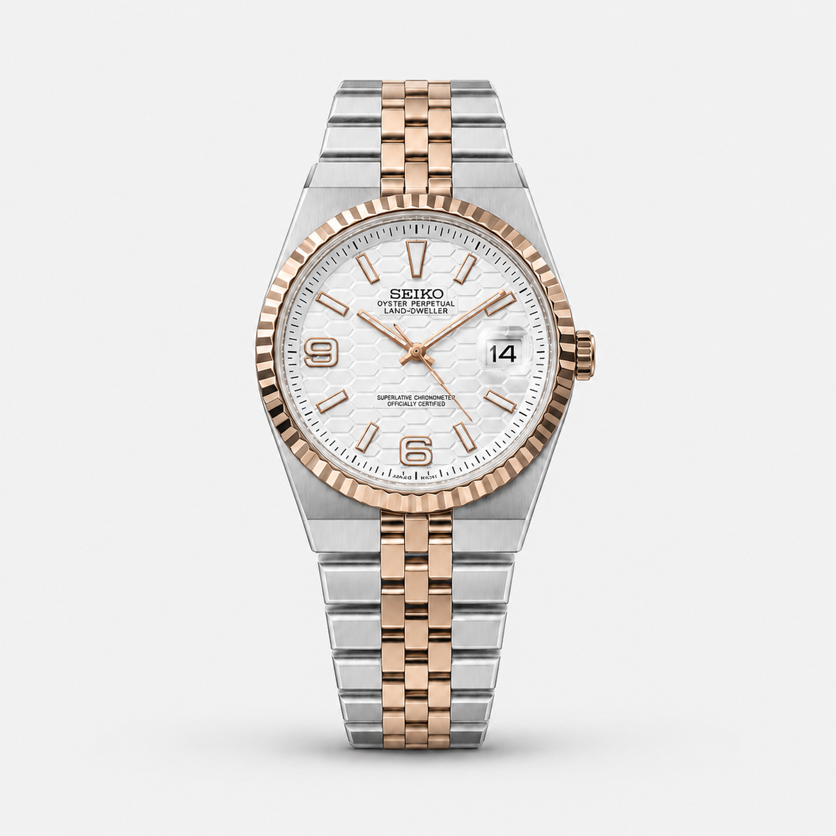 Seiko Mod Land-Dweller "Or rose/argent et blanc"