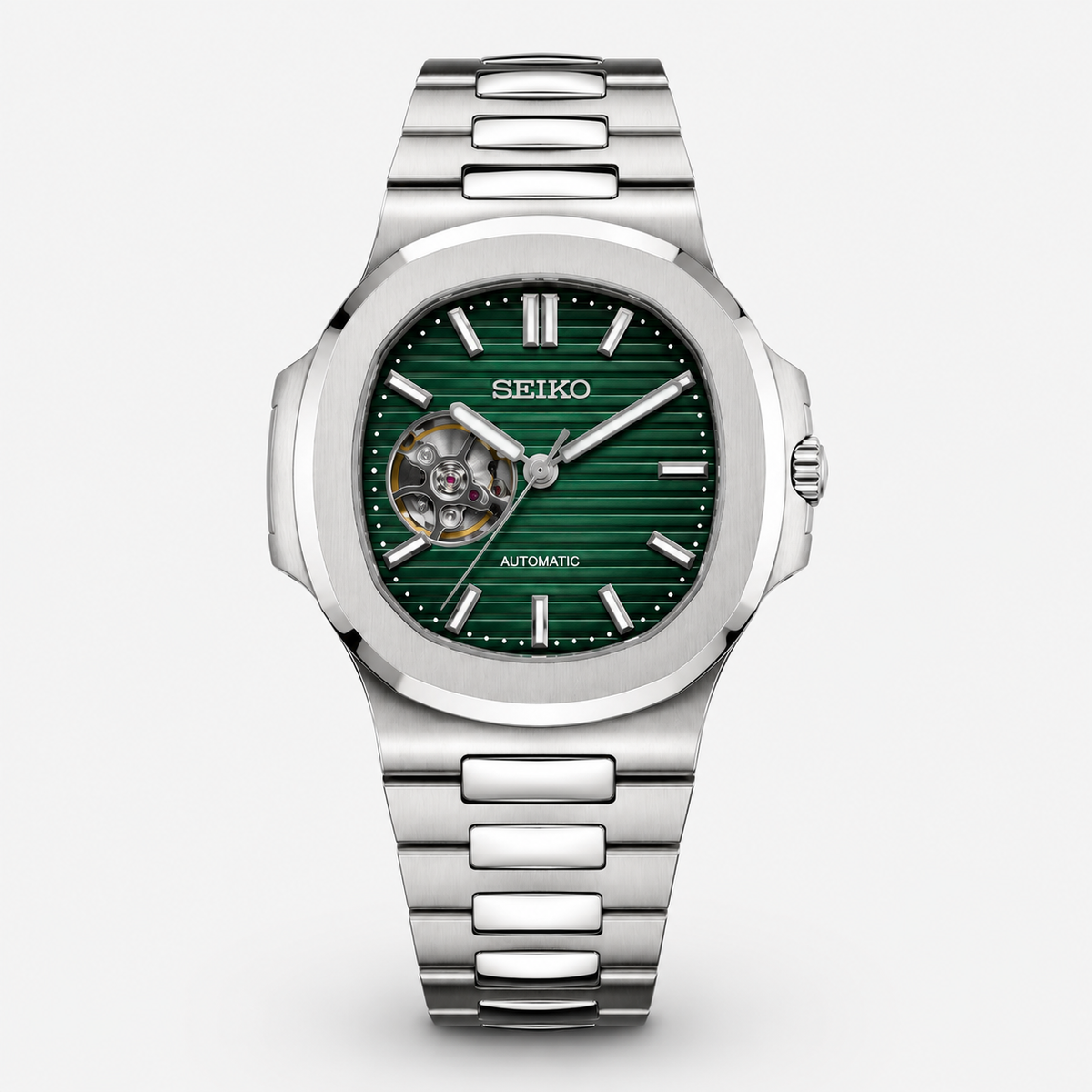 Seiko Mod Nautilus "Cœur ouvert vert"