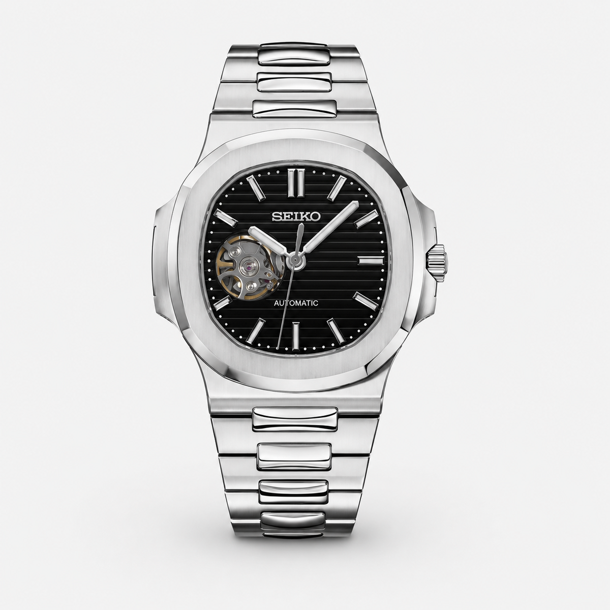 Seiko Mod Nautilus "Cœur ouvert noir"