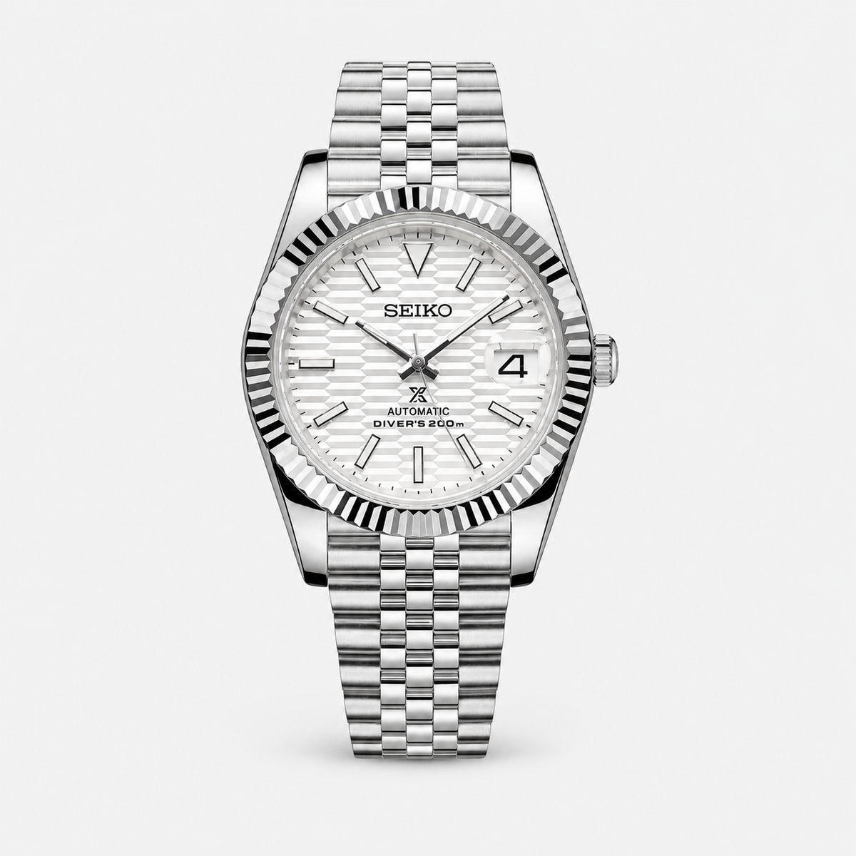 Seiko Mod Datejust "Blanc texturé"