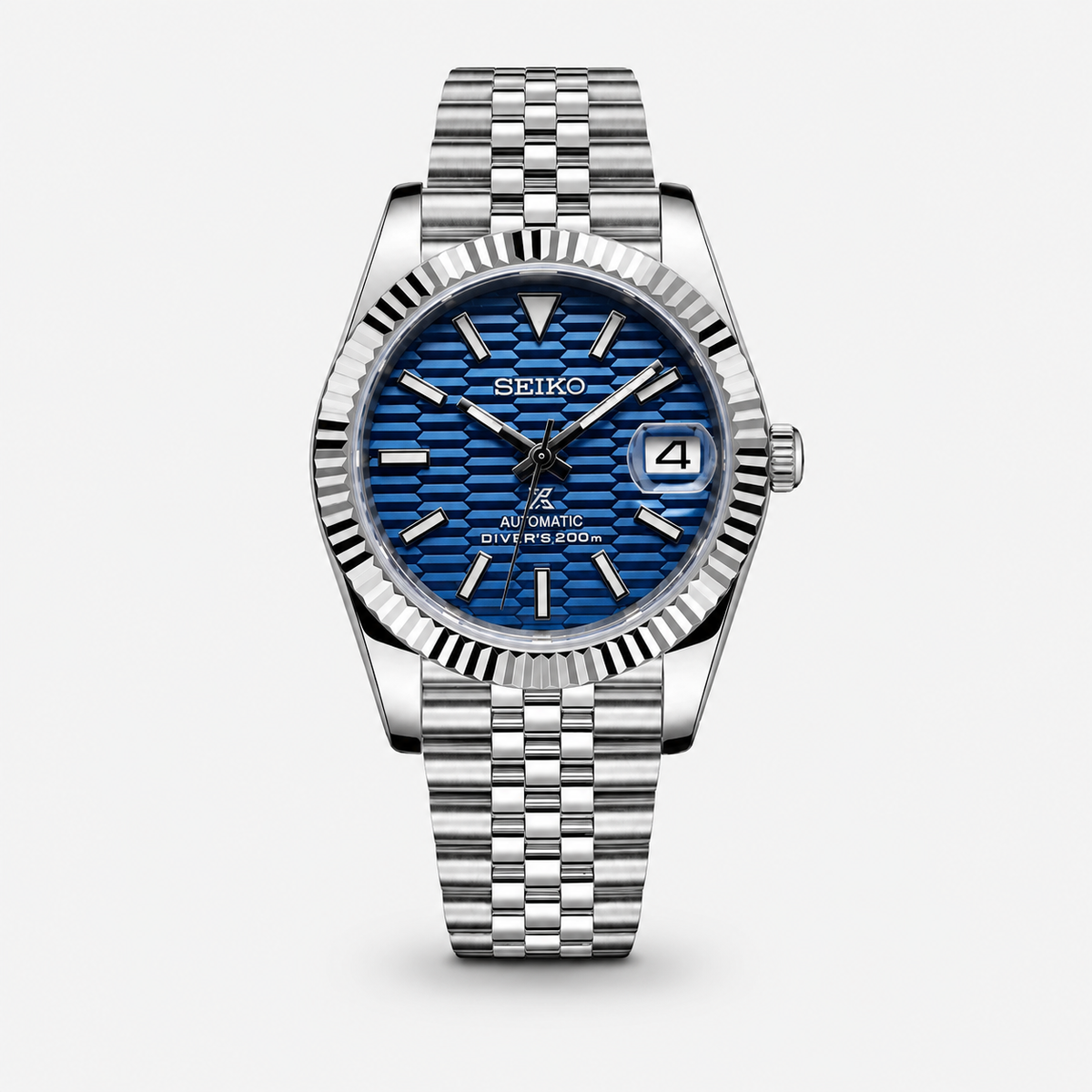 Seiko Mod Datejust "Bleu texturé"
