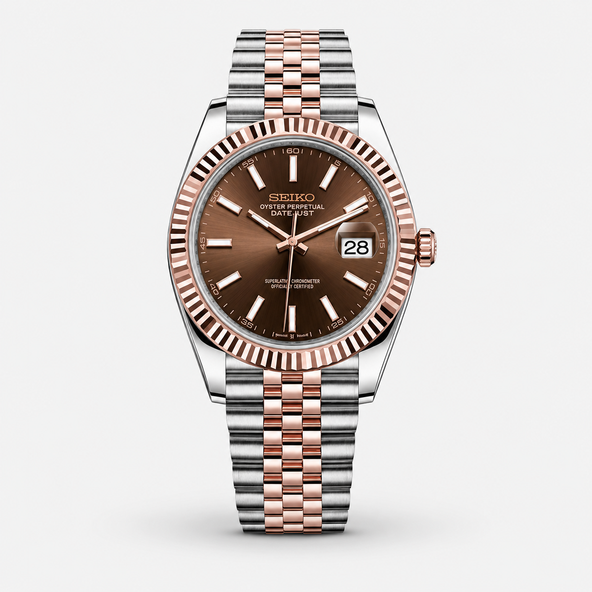 Seiko Mod Datejust "Bicolore or rose chocolat"