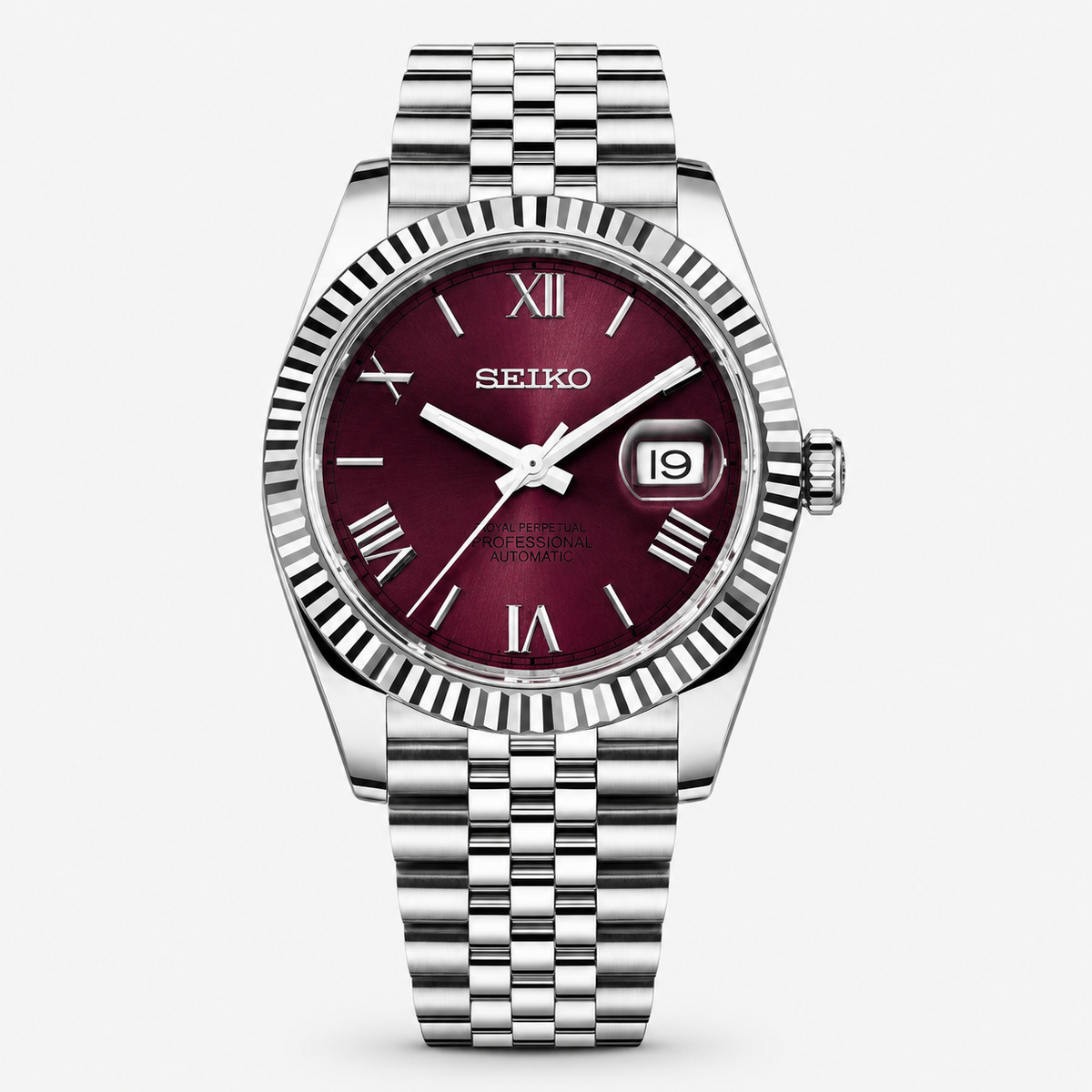 Seiko Mod Datejust "Violet, chiffres romains"