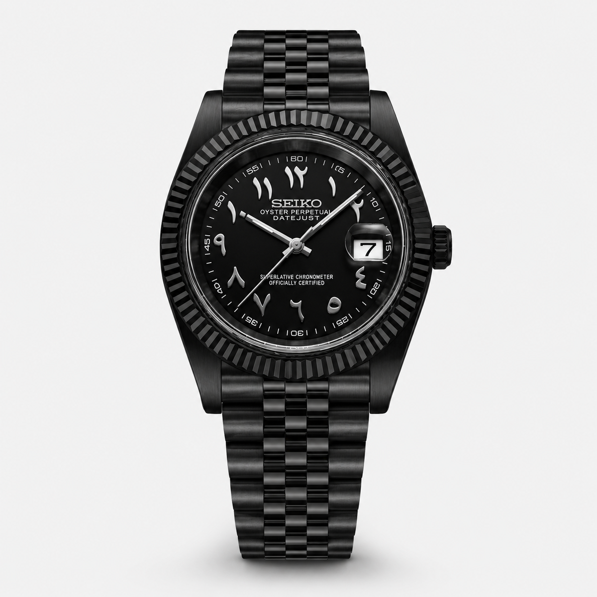 Seiko Mod Datejust "Noir, chiffres arabes"