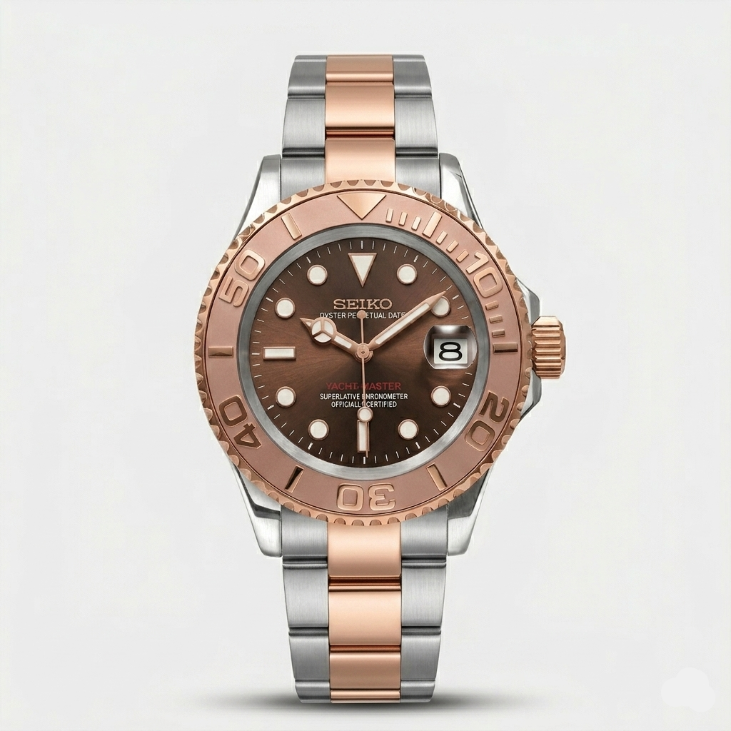 Seiko Mod Yacht-Master "Or rose/argent"