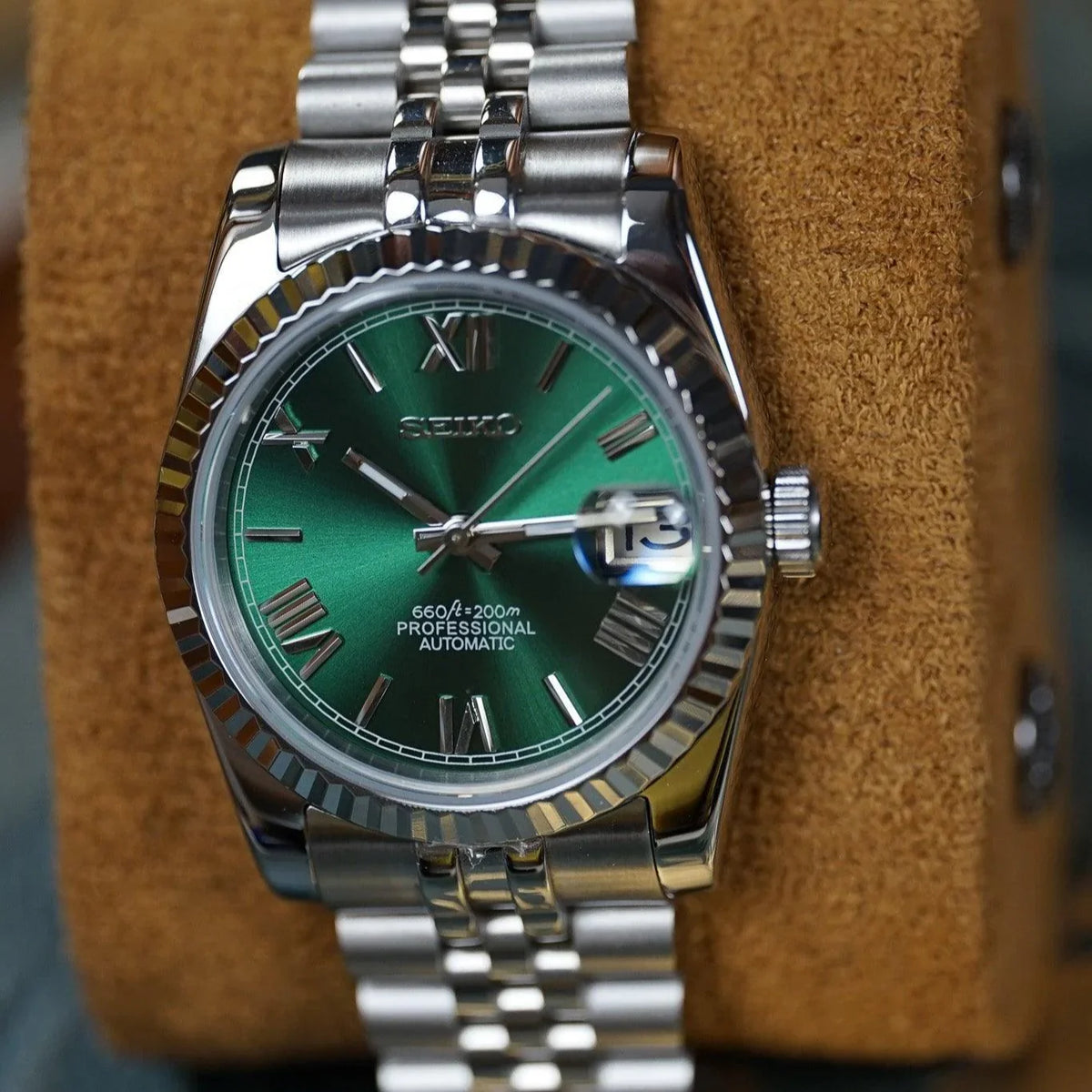 Seiko Mod Datejust "Vert, chiffres romains"