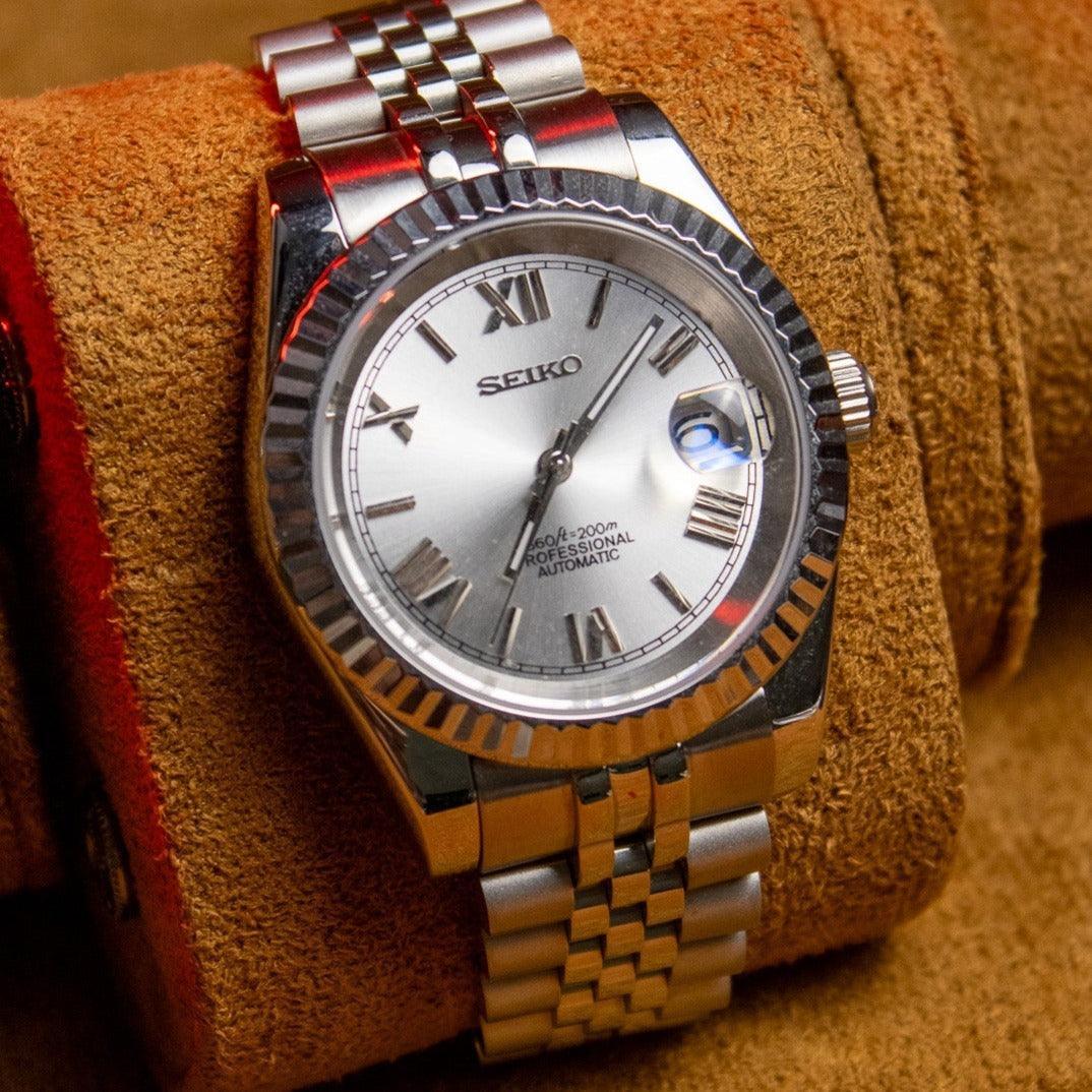 Seiko Mod Datejust "Blanc, chiffres romains"